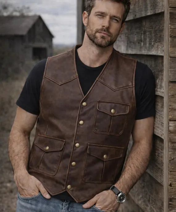 MotorCycle Leather Vest
