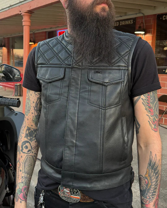 Upside Men's Motorcycle Club Style Leather Vest