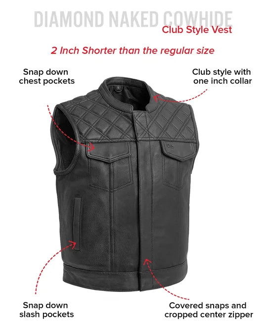 Upside Men's Motorcycle Club Style Leather Vest