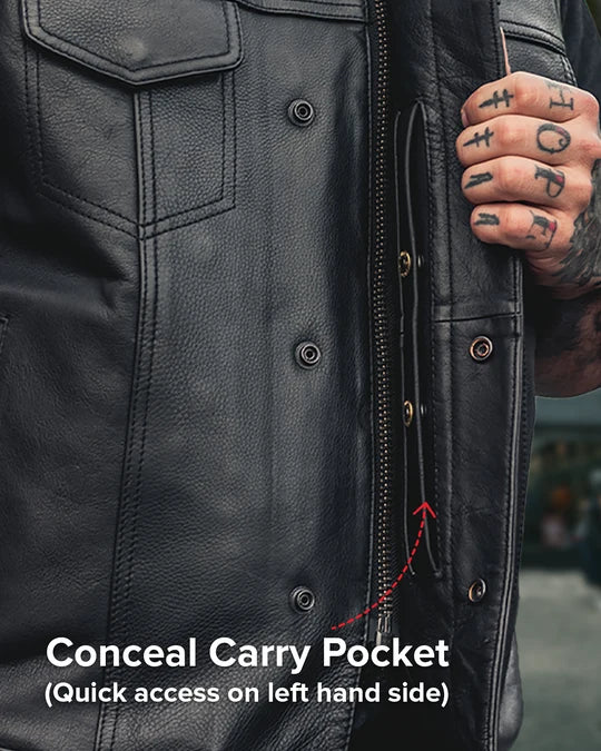Upside Men's Motorcycle Club Style Leather Vest