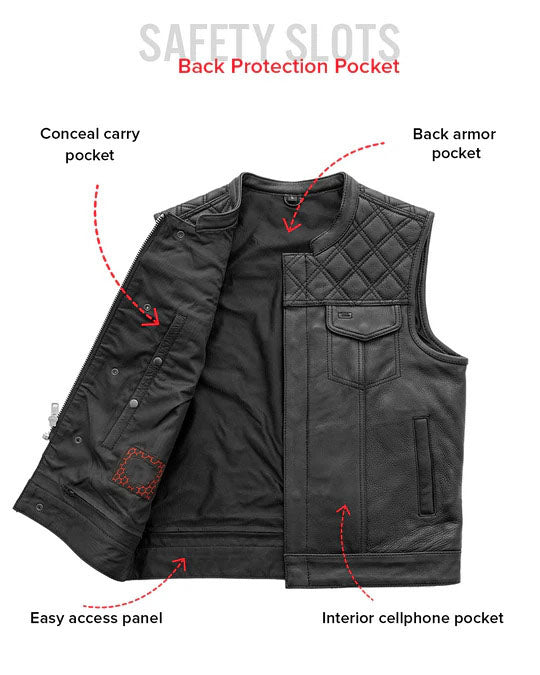 Upside Men's Motorcycle Club Style Leather Vest