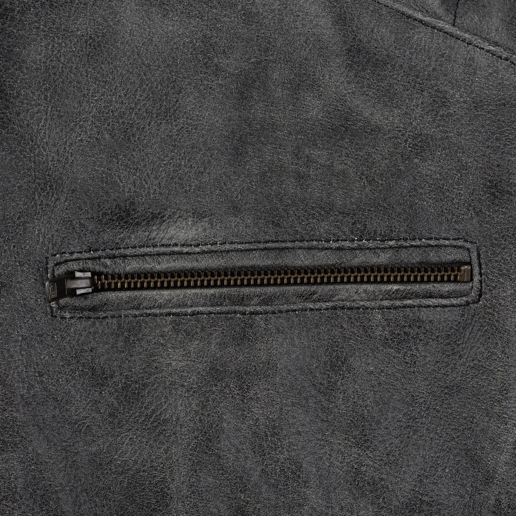 Soho Retro Gray Motorcycle Leather Jacket