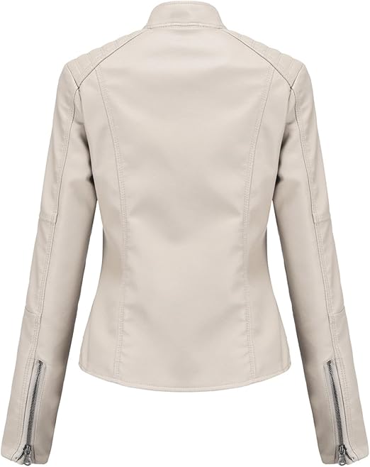  Faux White Leather Jacket Women Bomber Jacket Women's 