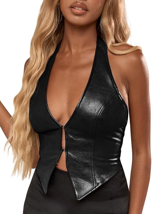 Faux Leather Vest Women's