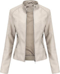  Faux White Leather Jacket Women Bomber Jacket Women's 