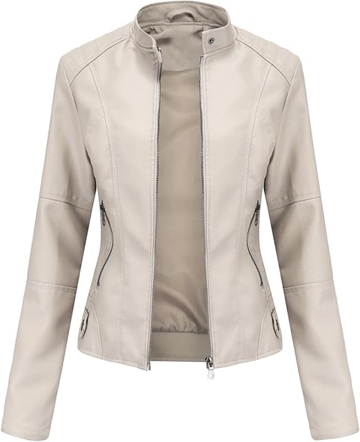 Faux White Leather Jacket Women Bomber Jacket Women's 