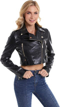 Faux Leather Jacket Slim Belted PU Moto Coat