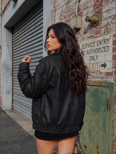 Women's Oversized Faux Leather Jacket for Fall and Winter