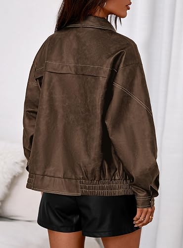Leather Jacket Women Faux Oversized Coat