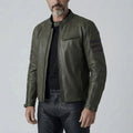Dublin Olive Green Motorcycle Leather Jacket