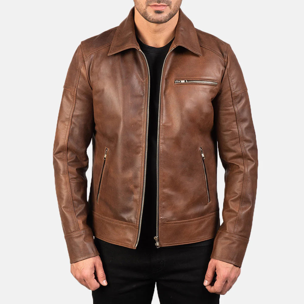 Vintage Brown Leather Jacket