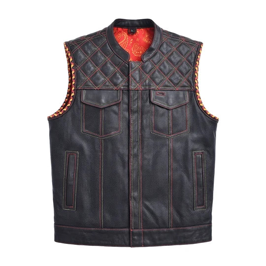 Men's Perforated Leather Motorcycle Vest
