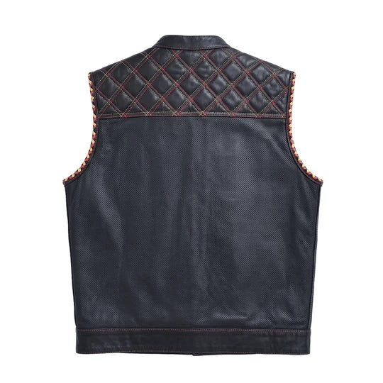 Men's Perforated Leather Motorcycle Vest