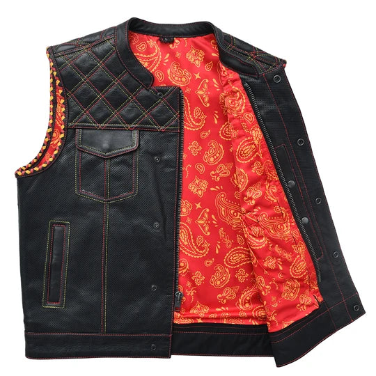 Men's Perforated Leather Motorcycle Vest