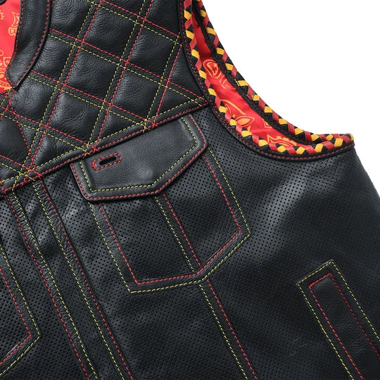 Men's Perforated Leather Motorcycle Vest