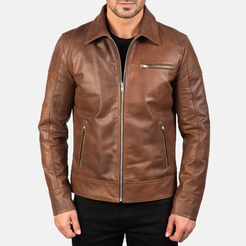 Vintage Brown Leather Jacket
