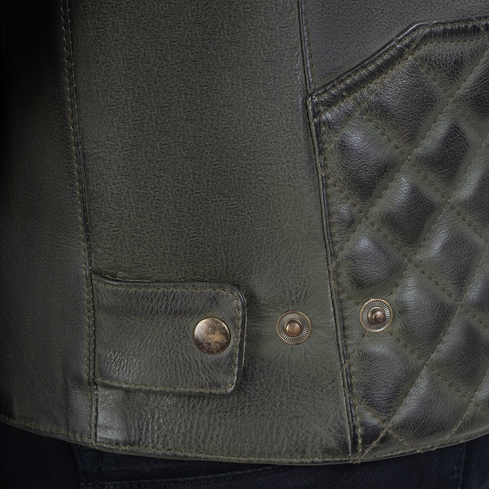 Dublin Olive Green Motorcycle Leather Jacket