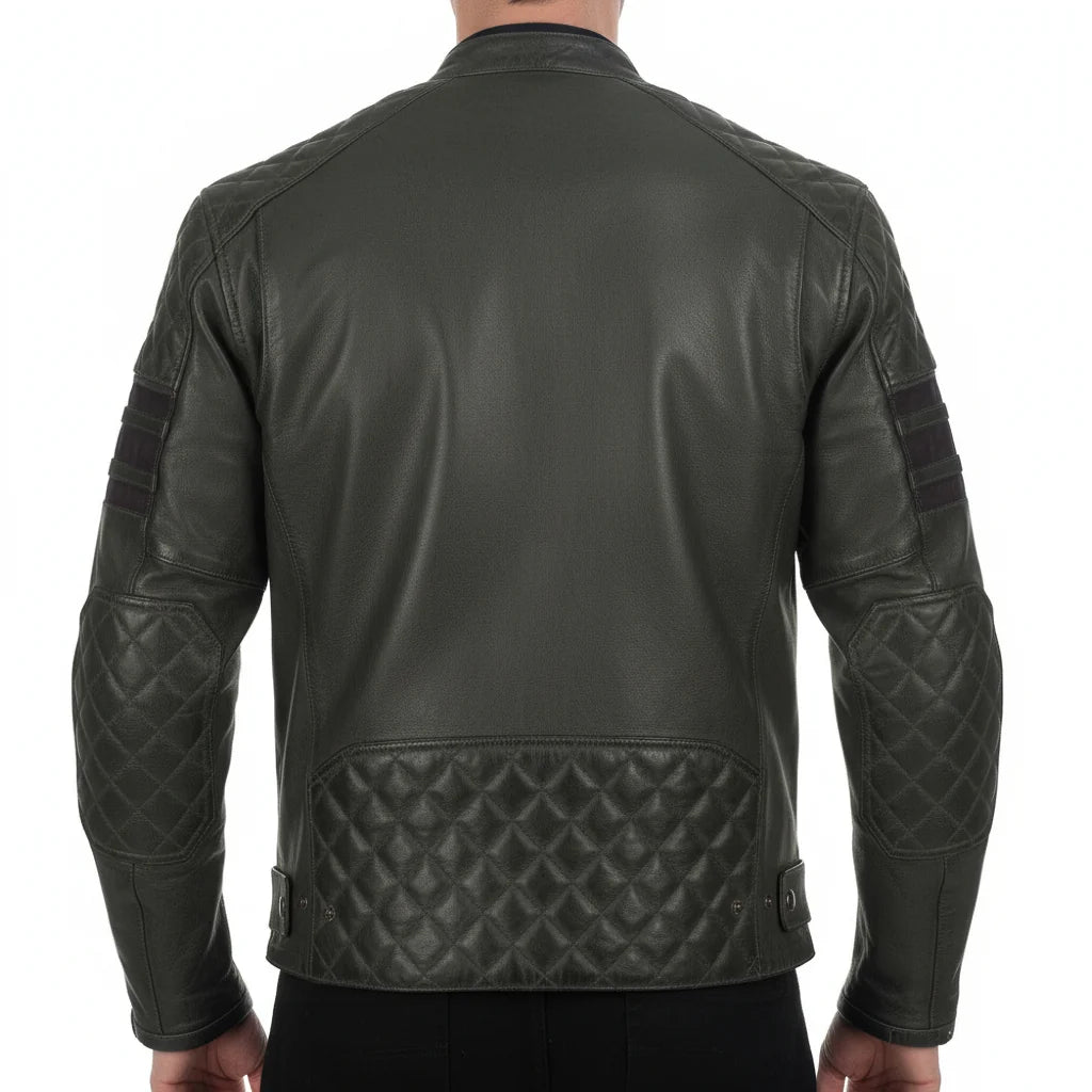 Dublin Olive Green Motorcycle Leather Jacket